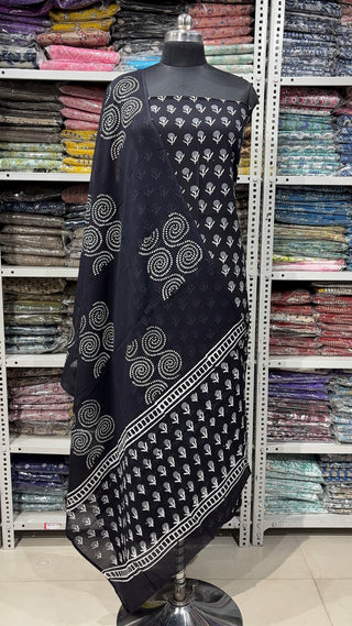 Handblock Cotton Suit Material with Cotton Dupatta