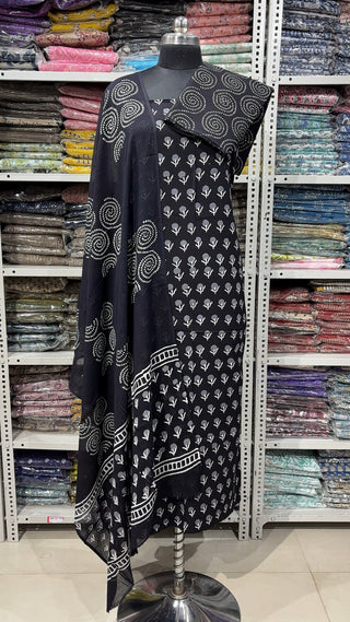 Handblock Cotton Suit Material with Cotton Dupatta