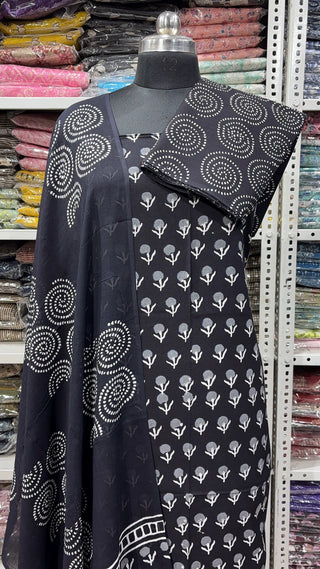 Handblock Cotton Suit Material with Cotton Dupatta