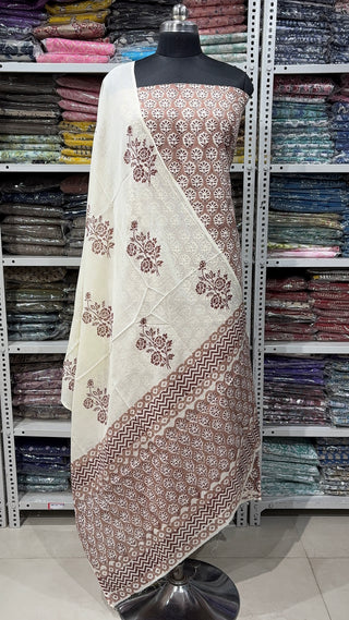 Handblock Cotton Suit Material with Cotton Dupatta