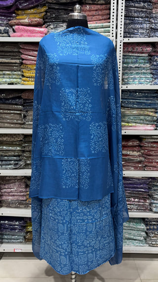 Handblock Cotton Suit Material with Cotton Dupatta