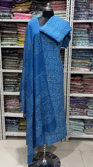 Handblock Cotton Suit Material with Cotton Dupatta