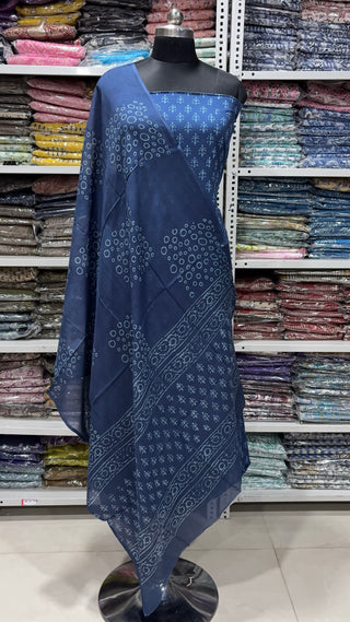 Handblock Cotton Suit Material with Cotton Dupatta