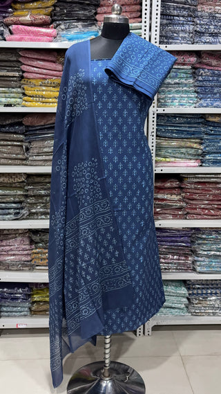 Handblock Cotton Suit Material with Cotton Dupatta