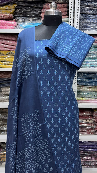 Handblock Cotton Suit Material with Cotton Dupatta