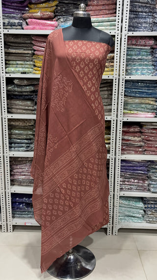 Handblock Cotton Suit Material with Cotton Dupatta