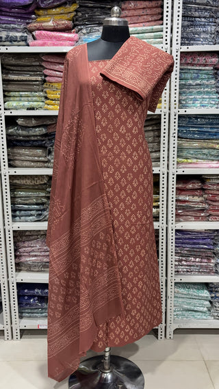 Handblock Cotton Suit Material with Cotton Dupatta