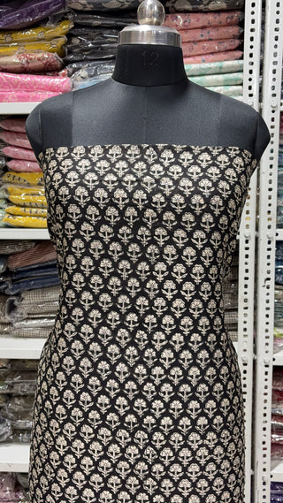 Handblock Chanderi Suit Material with Chanderi Dupatta(Lining Included)