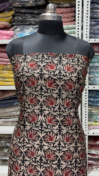 Handblock Chanderi Suit Material with Chanderi Dupatta(Lining Included)
