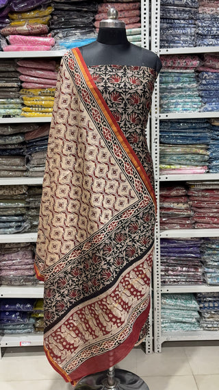 Handblock Chanderi Suit Material with Chanderi Dupatta(Lining Included)