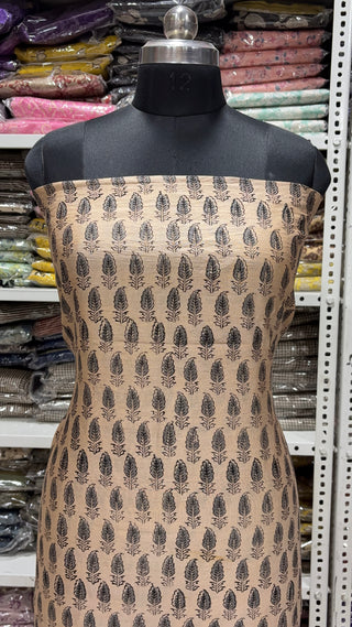Handblock Chanderi Suit Material with Chanderi Dupatta(Lining Included)
