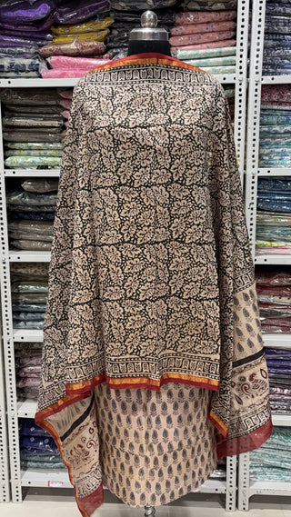 Handblock Chanderi Suit Material with Chanderi Dupatta(Lining Included)