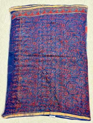 Hand Block Print Kota Doria Cotton Saree with zari border and unstitched Blouse Piece(Lining Included)