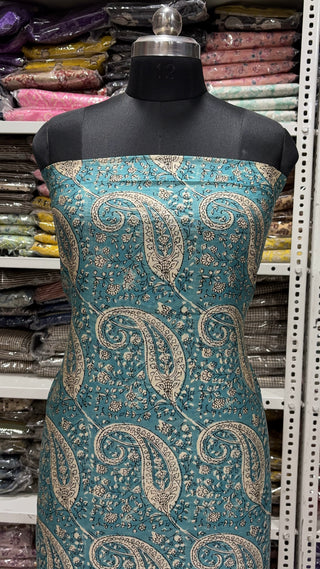 Handblock Chanderi Suit Material with Chanderi Dupatta(Lining Included)