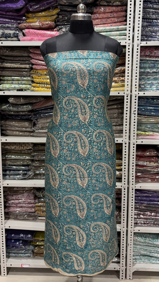 Handblock Chanderi Suit Material with Chanderi Dupatta(Lining Included)