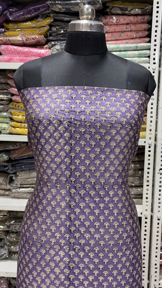 Handblock Chanderi Suit Material with Chanderi Dupatta(Lining Included)