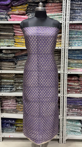 Handblock Chanderi Suit Material with Chanderi Dupatta(Lining Included)