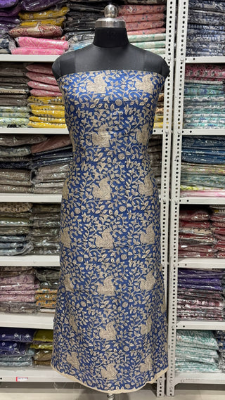 Handblock Chanderi Suit Material with Chanderi Dupatta(Lining Included)