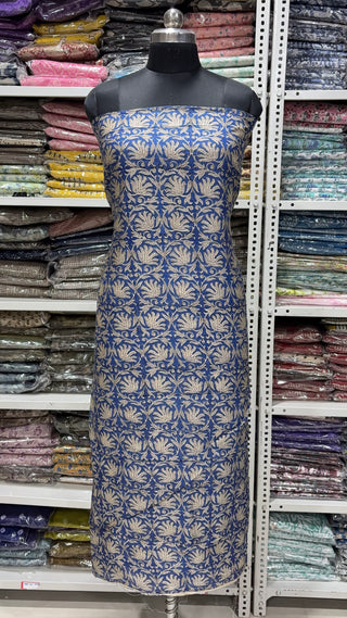 Handblock Chanderi Suit Material with Chanderi Dupatta(Lining Included)