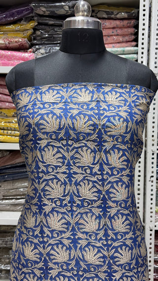 Handblock Chanderi Suit Material with Chanderi Dupatta(Lining Included)