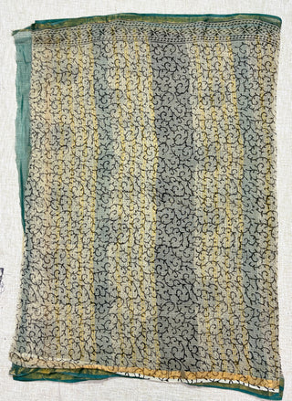 Hand block printed Kota Doria Cotton Saree with Unstitched Blouse Piece