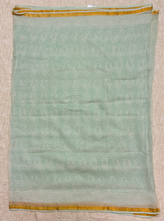 Akola Handblock Print Kota Doria Saree with Zari border and Unstitched Blouse Piece(Lining Included)