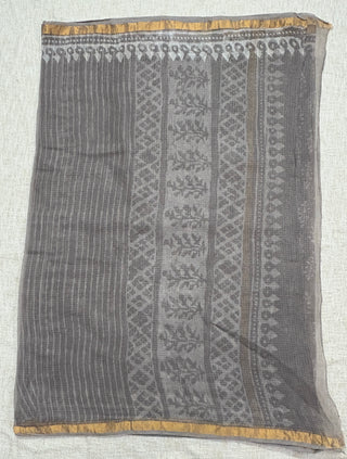 Handblock Print Kota Doria Saree with Zari Border and Unstitched Blouse Piece(Lining Included)