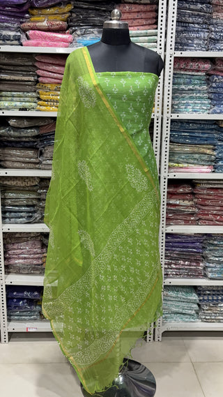 Print Hand block kota doria suit set for office wear (with extra lining included)