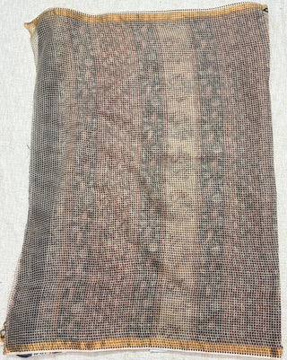 Handblock Print Kota Doria Cotton Saree with Zari border and Unstitched Blouse Piece(Lining Included)