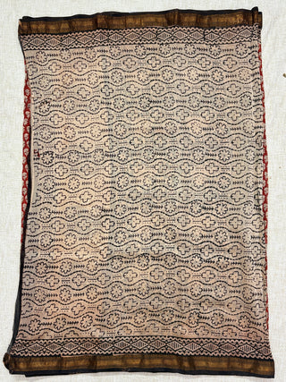 Handblock Maheshwari Silk Saree with Unstitched Blouse Piece (Lining Included)