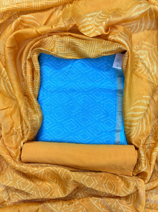 Handblock Chanderi Suit Material with Chanderi Dupatta(Lining Included)