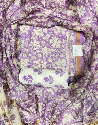 Handblock Chanderi Suit Material with Chanderi Dupatta(Lining Included)
