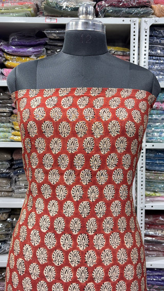 Handblock Chanderi Suit Material with Chanderi Dupatta(Lining Included)