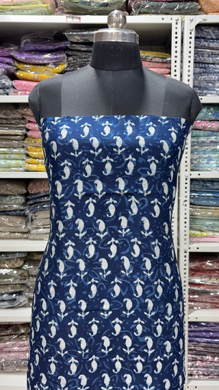 Handblock Chanderi Suit Material with Chanderi Dupatta(Lining Included)