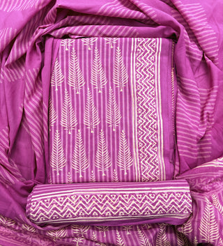 Cotton Handblock Office Wear Suit fabric with Cotton Dupatta