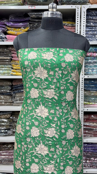 Handblock Chanderi Suit Material with Chanderi Dupatta(Lining Included)