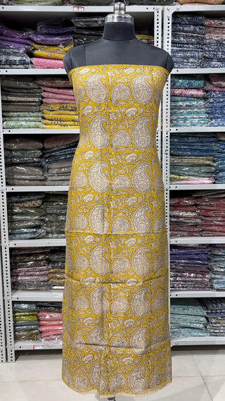 Handblock Chanderi Suit Material with Chanderi Dupatta(Lining Included)