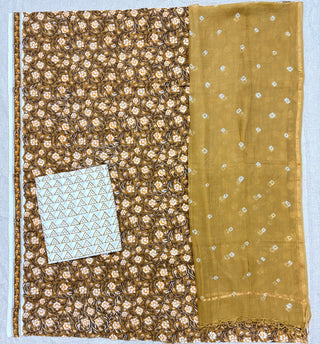 Cotton Handblock Office Wear Suit fabric with Kota Doria Dupatta