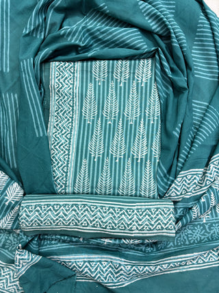 Cotton Handblock Office Wear Suit fabric with Cotton Dupatta