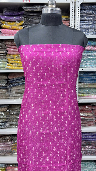 Handblock Chanderi Suit Material with Chanderi Dupatta(Lining Included)