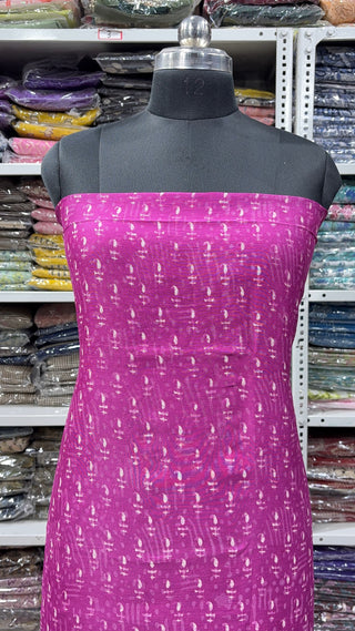 Handblock Chanderi Suit Material with Chanderi Dupatta(Lining Included)
