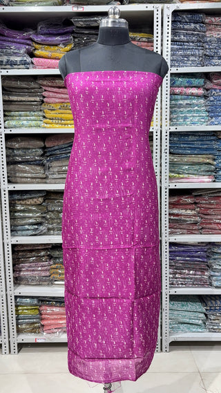 Handblock Chanderi Suit Material with Chanderi Dupatta(Lining Included)