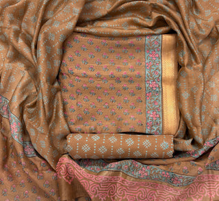 Handblock Maheshwari Suit Material with Maheshwari Dupatta(Lining Included)