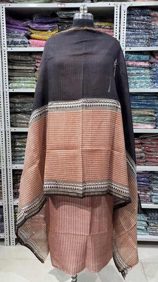 Handblock Chanderi Suit Material with Chanderi Dupatta(Lining Included)