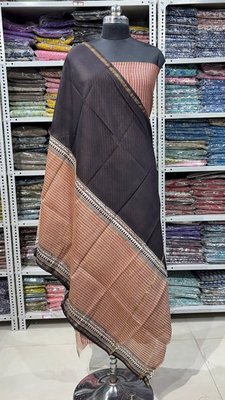 Handblock Chanderi Suit Material with Chanderi Dupatta(Lining Included)