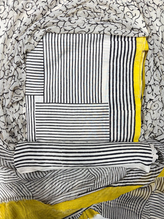 Premium Cotton Handblock Suit fabric with Chiffon Dupatta