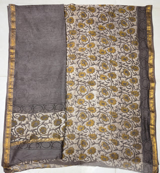 Vanaspati Ajrakh Handblock Maheshwari Suit Material with Maheshwari Dupatta(Lining Included)