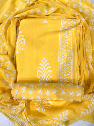 Handblock Cotton Suit Material with Cotton Dupatta