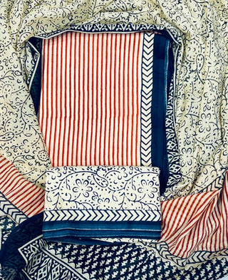 Handblock Cotton Suit Material with Cotton Dupatta