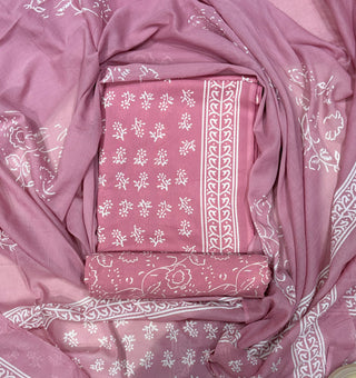 Handblock Cotton Suit Material with Cotton Dupatta